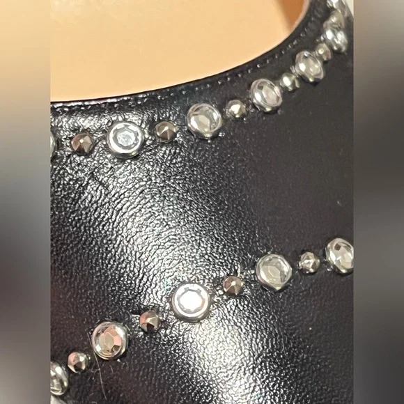 NWOT—JIMMY CHOO Romy 85 Black Heels with Silver Studs, Size 37.5 (US 7)
